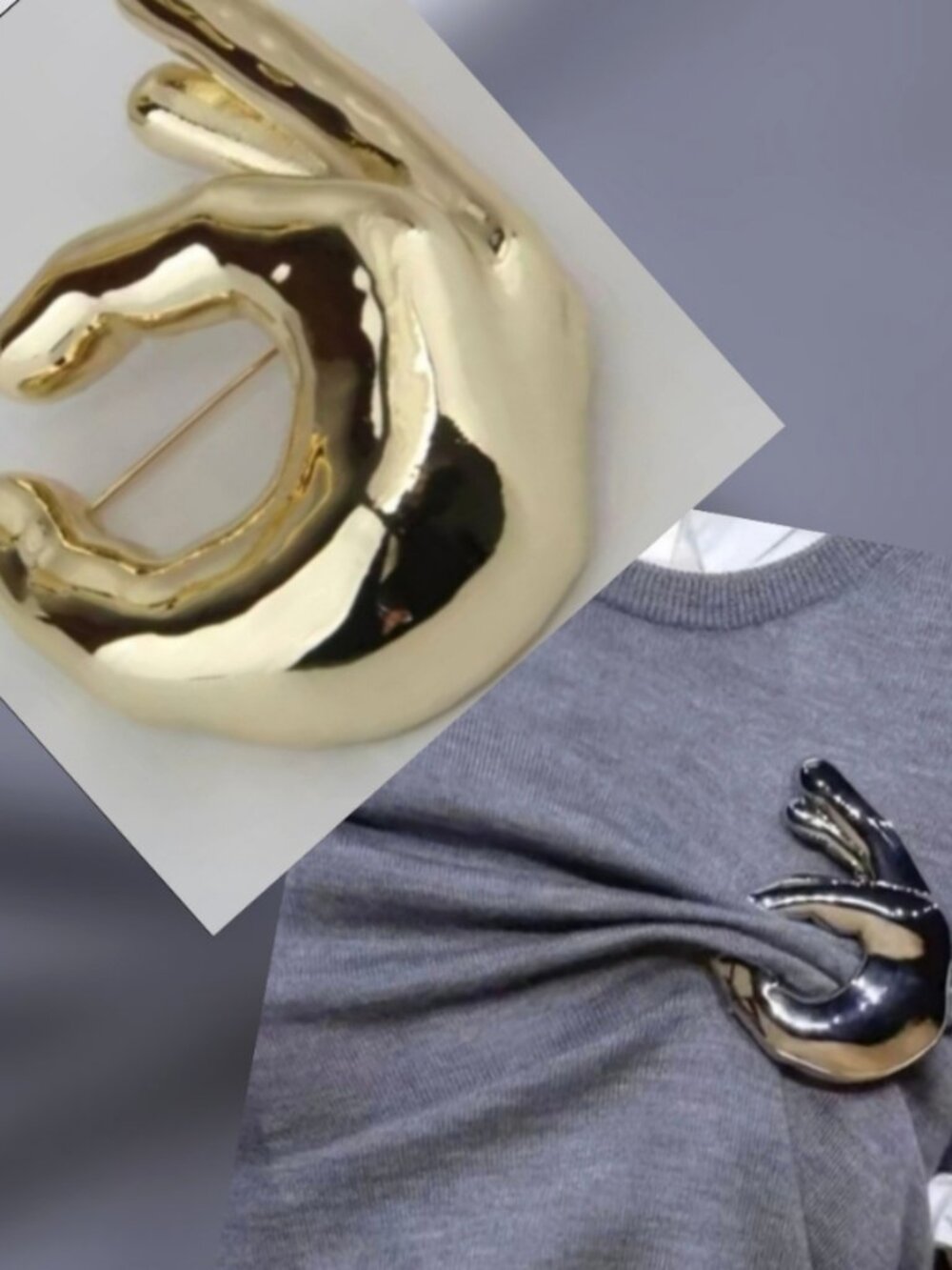 Nwot ZARA Gold Hand Sculptural Ok Brooch